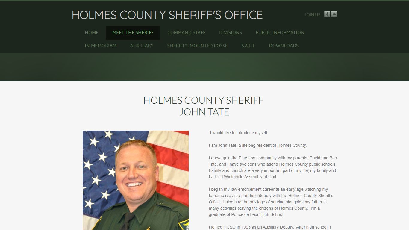 Meet the Sheriff - HOLMES COUNTY SHERIFF'S OFFICE