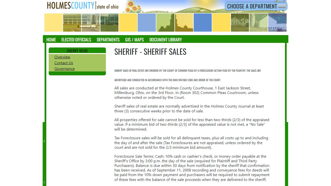 Sheriff - Sheriff Sales - Holmes County, Ohio